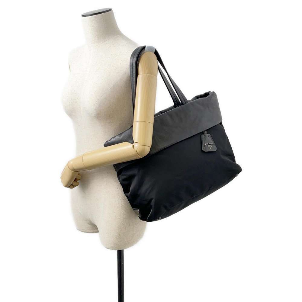 PRADA 2way Tote Bag Black Nylon Leather