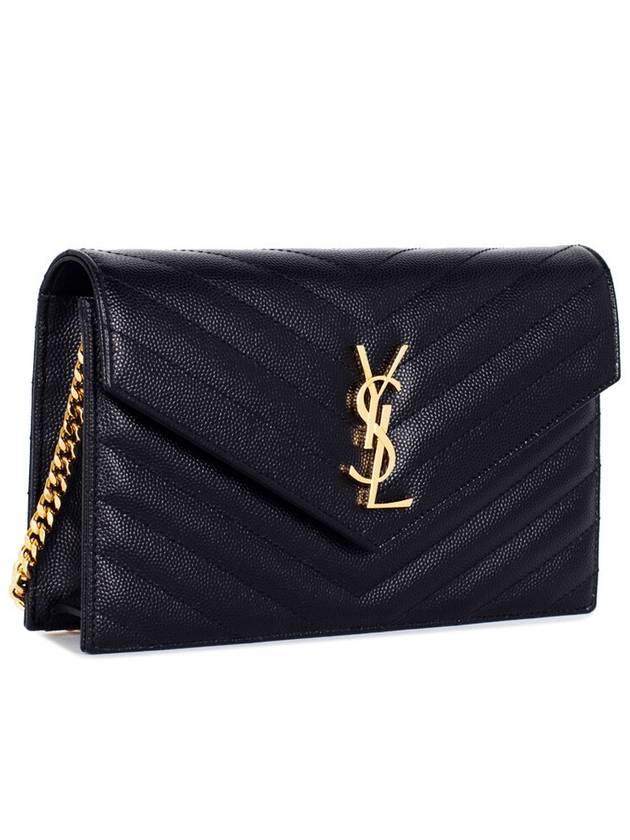Luxury Saint Laurent Trending 2026 Cassandre Matelasse Envelope Chain Cross Bag In Grain De Poudre Embossed Leather Black