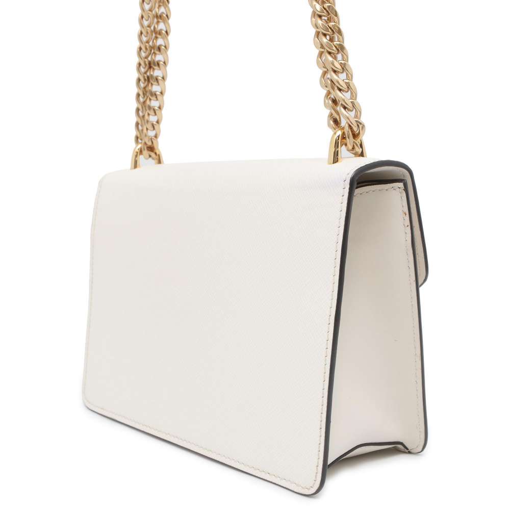 PRADA Saffiano Leather ChainShoulder Bag White Leather