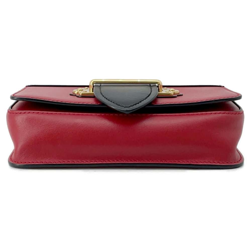 PRADA ChainShoulder Bag Red/Black Leather