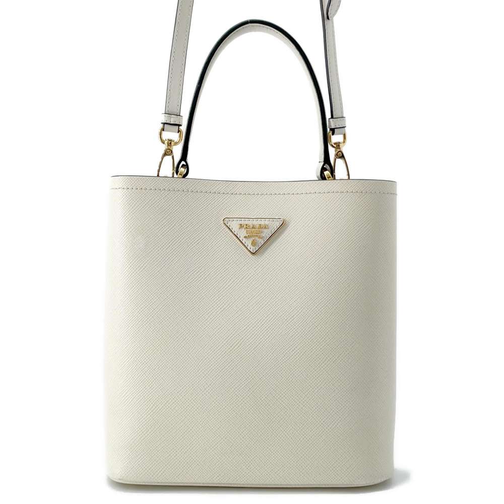 PRADA Panier 2wayShoulder White Leather Luxury Handbag