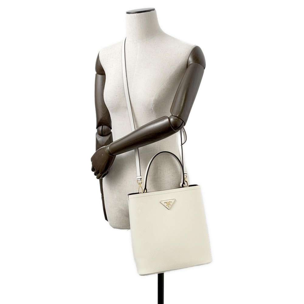 PRADA Panier 2wayShoulder White Leather Luxury Handbag