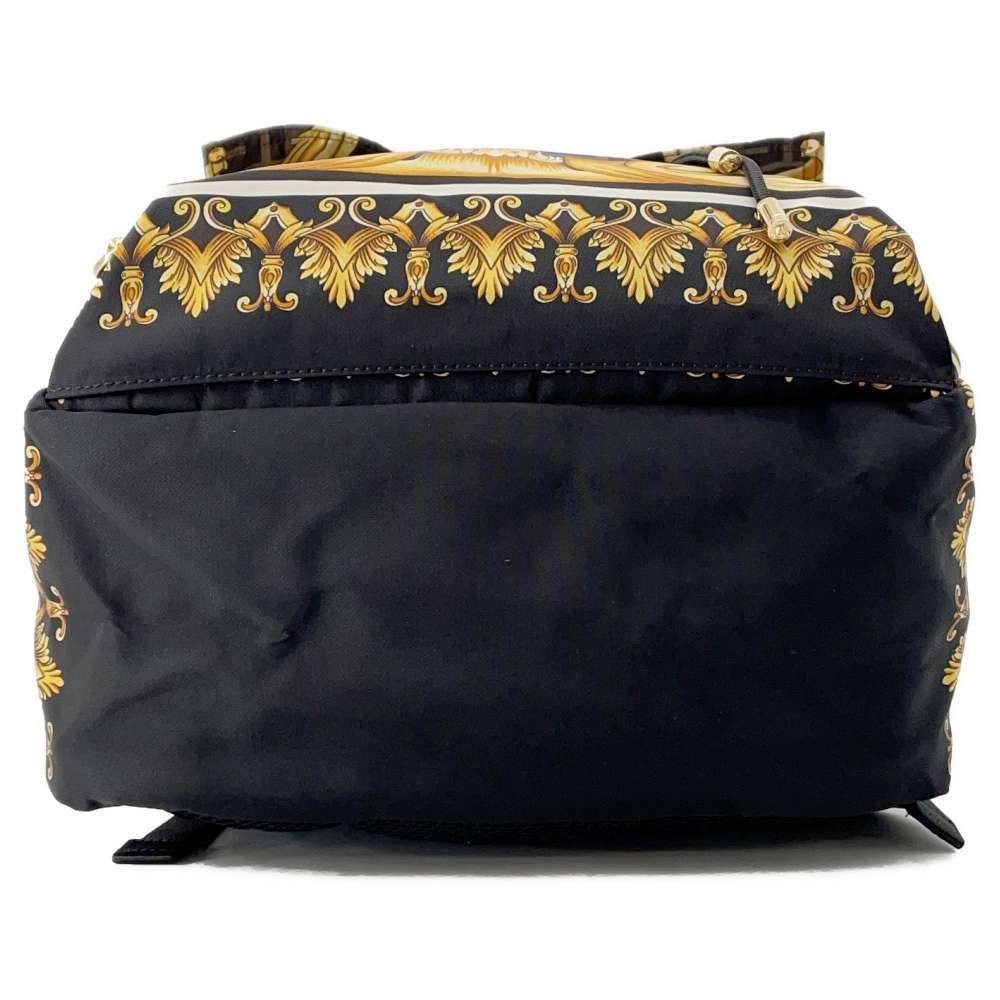 FENDI Fendace Backpack Black/Yellow/Brown 7VZ066 Nylon