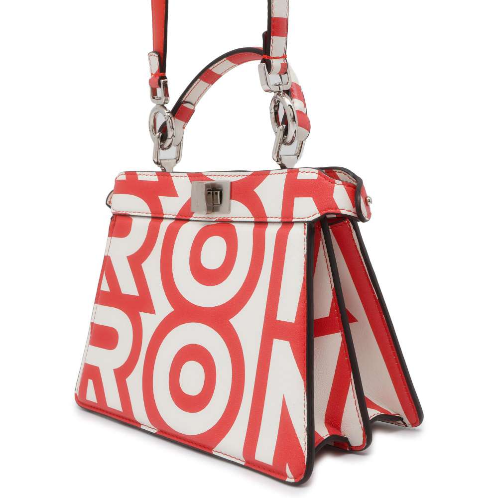 FENDI Peekaboo I See You Marc Jacobs collaboration White/CoralOrange 8BN335 Leather Size Petit