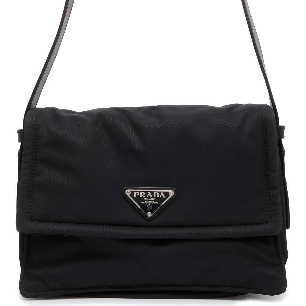 PRADA Small Padded Re-Nylon Shoulder Bag Black Nylon Leather Size Small