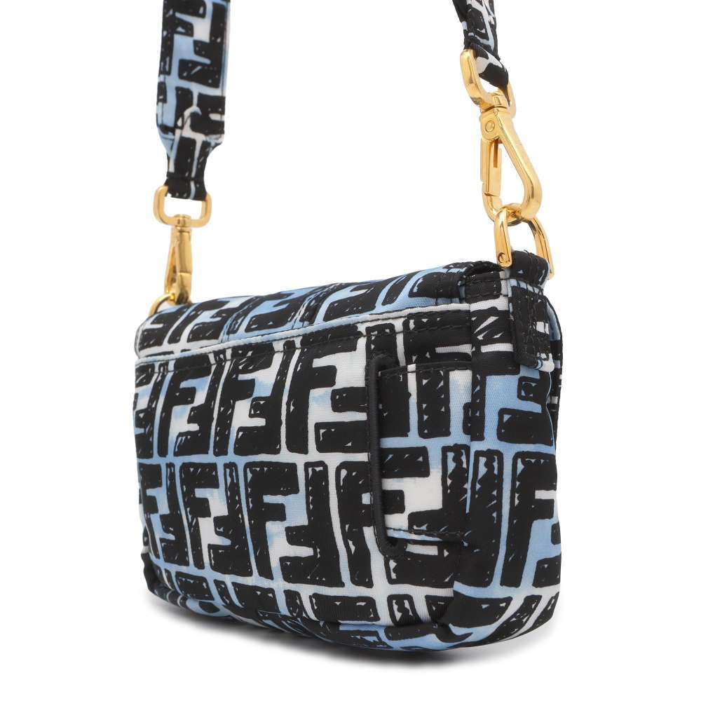 FENDI Zucca Baguette Mini Joshua Vides Collaboration Blue/Black 8BR784 Nylon
