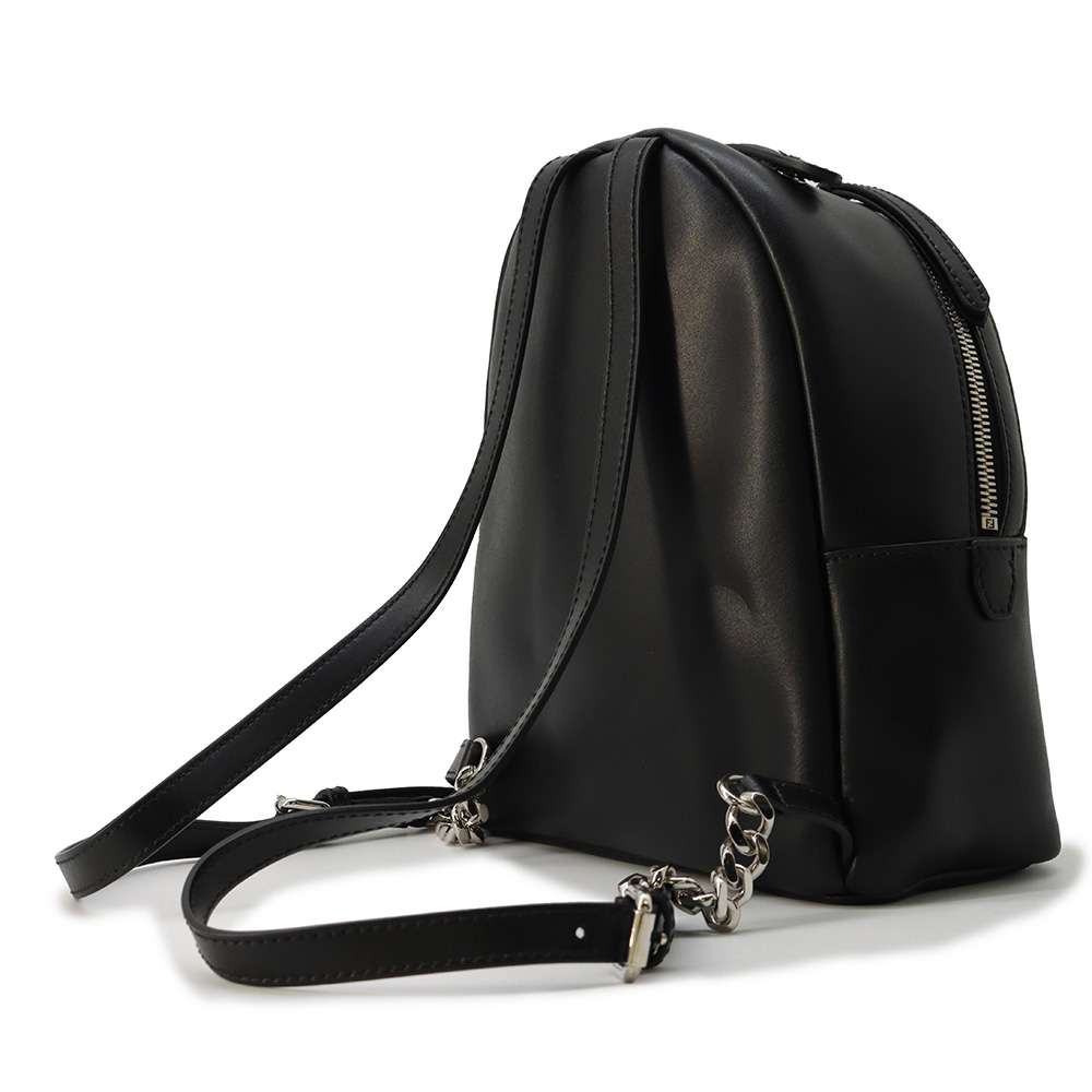 FENDI Ribbon Pearl Backpack Black 8BZ038 Leather Faux Pearl