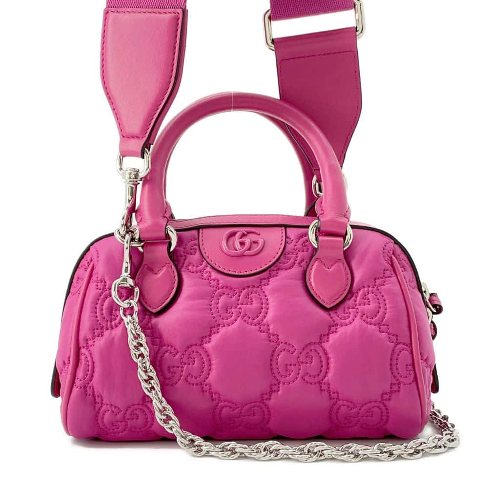 Gucci Nylon Chain Leather Shoulder Bag