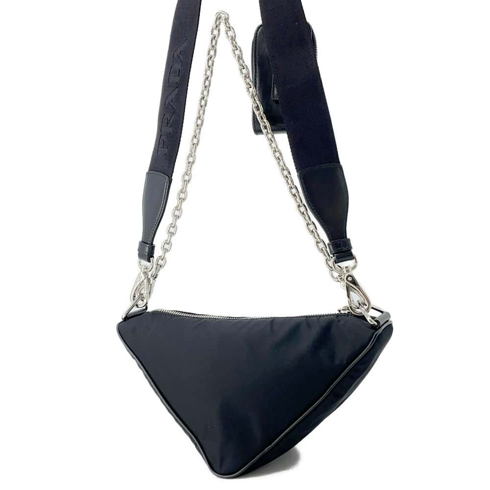 PRADA Triangle Shoulder Bag Black Nylon