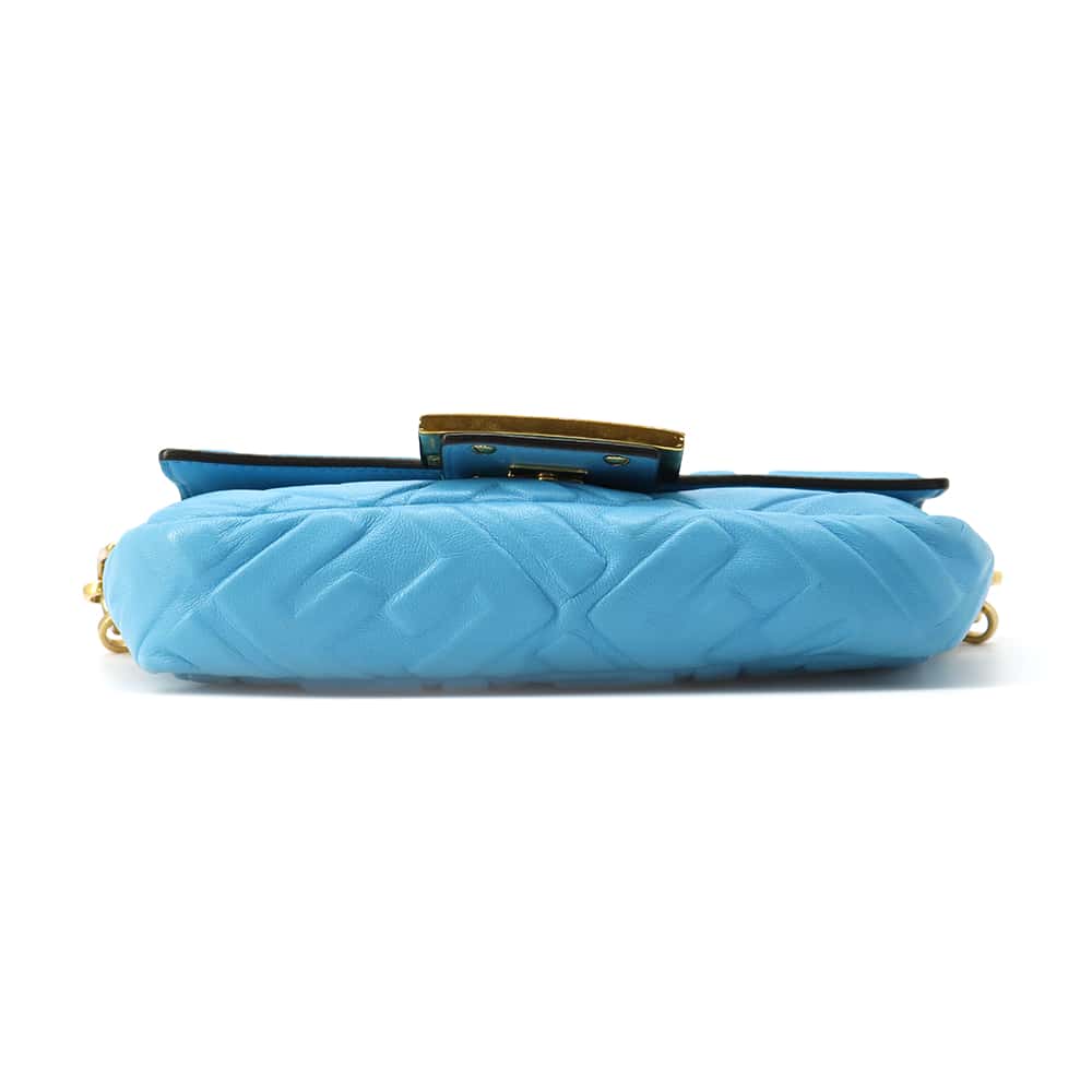 FENDI Zucca Baguette 2WAYBag Blue 8BS017 Leather Size Small