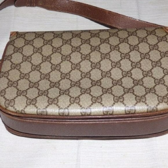 Gucci Envelope Leather Canvas Shoulder Bag