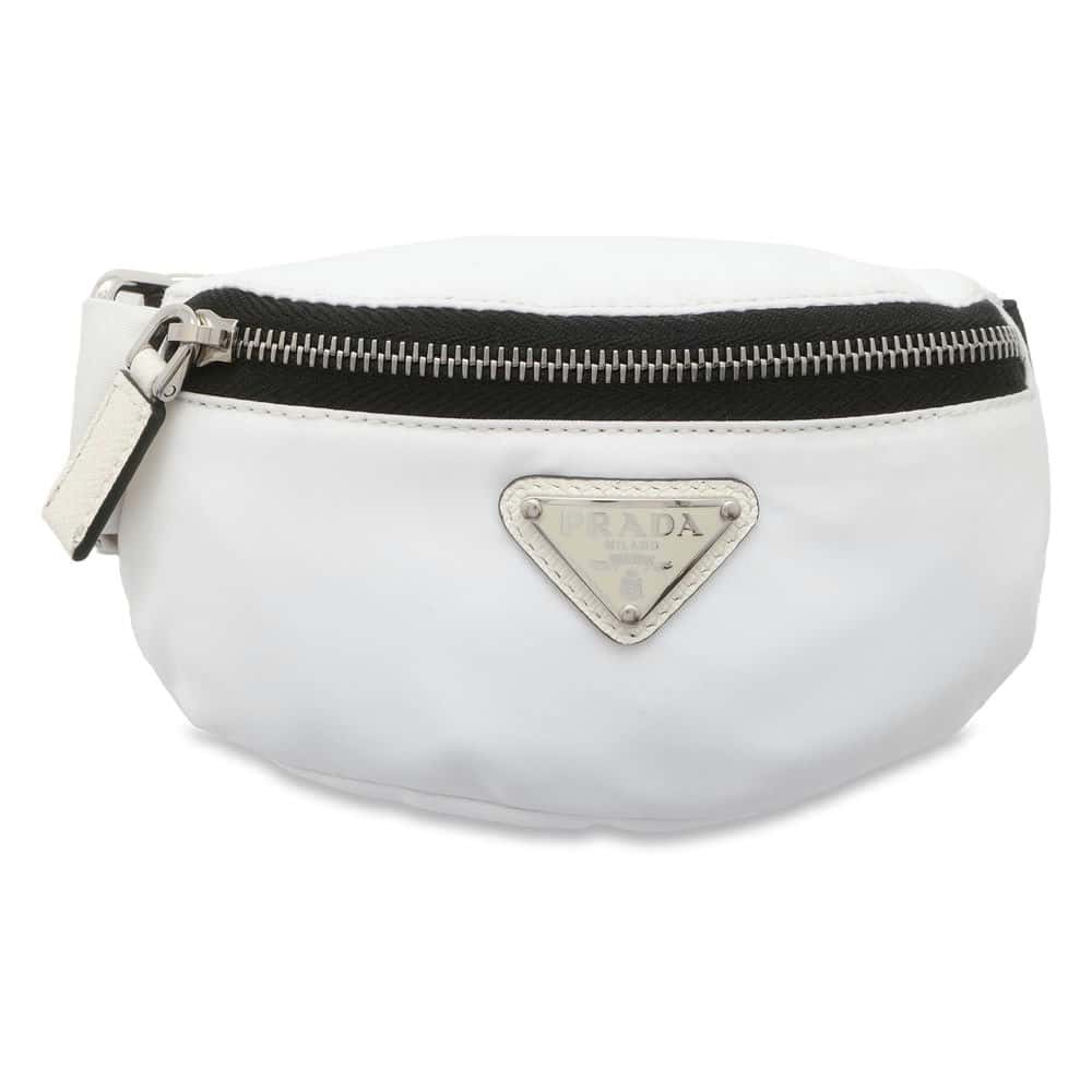PRADA Wristband Pouch White/Black Nylon Luxury Handbag