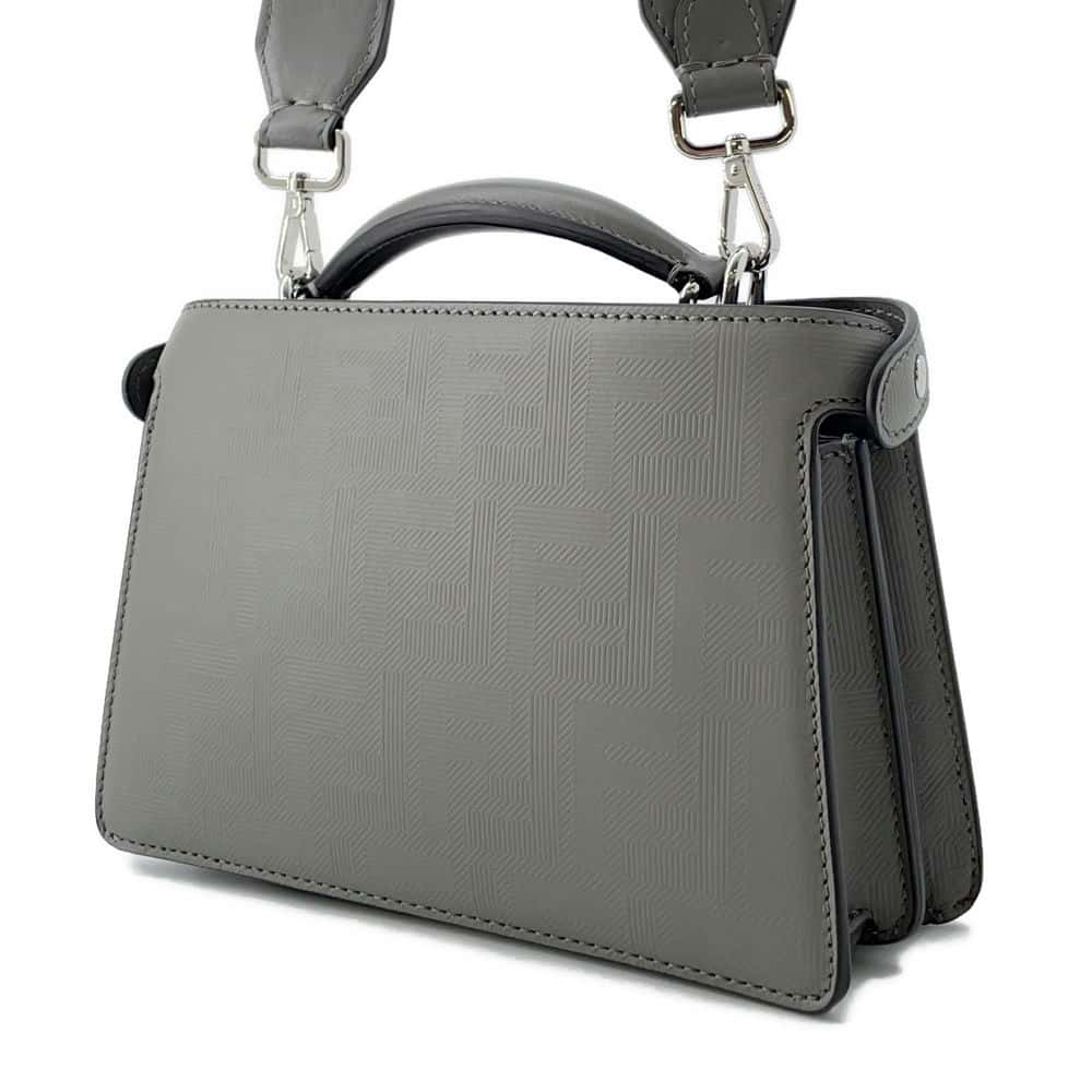 FENDI Peekaboo I.C.U. X-Cross 2WAY Shoulder Bag Gray 7VA582 Leather