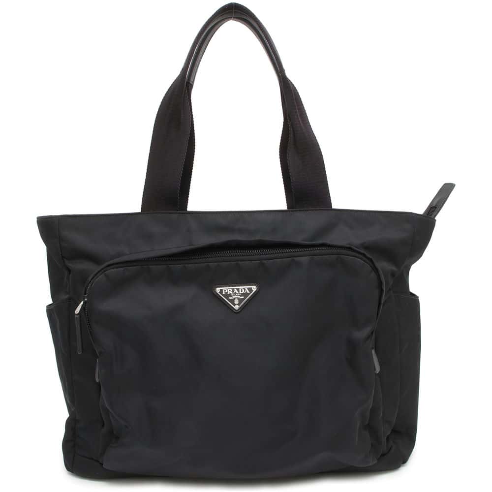 PRADA Tote Bag Black Nylon Leather