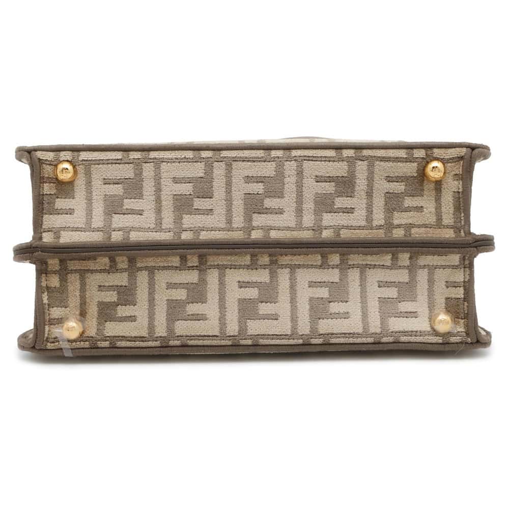 FENDI Peekaboo I See You Zucca Pattern Greige 8BN327 Cotton Viscose Size Small