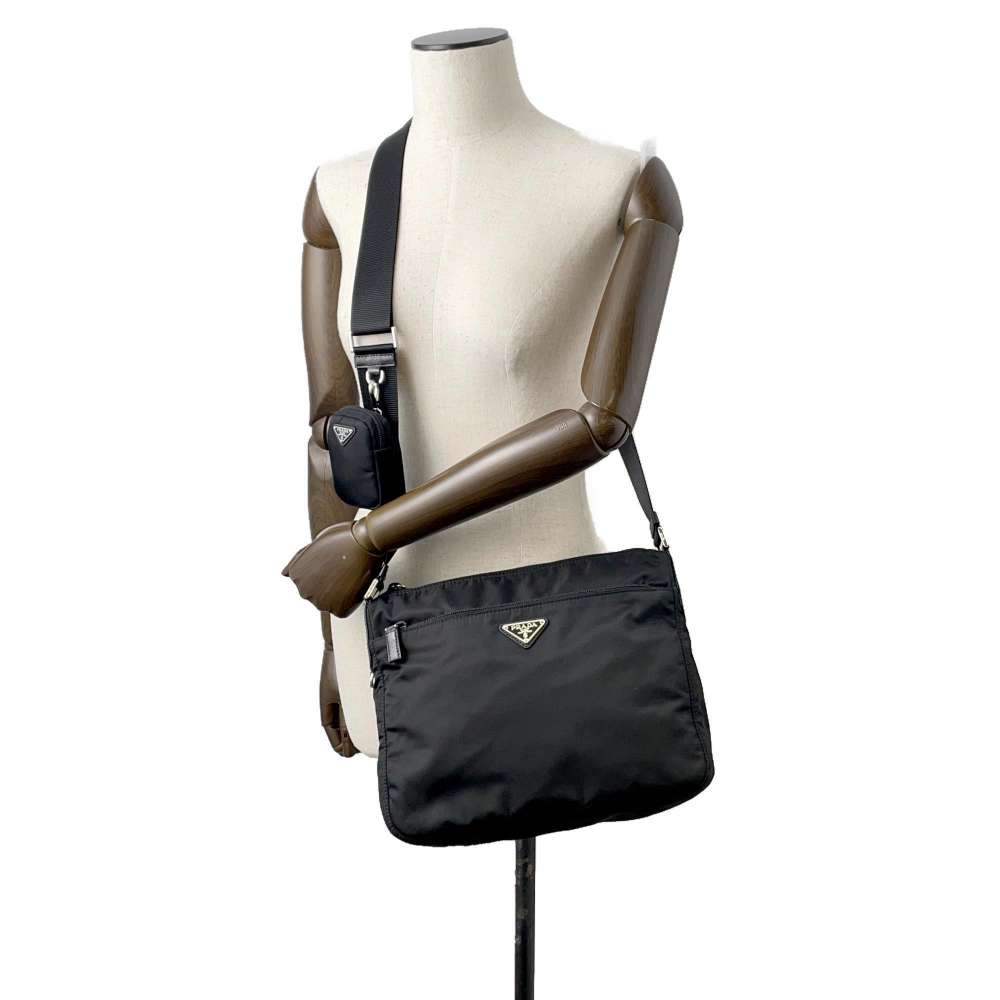 PRADA Re-Nylon Shoulder Bag Black Nylon Leather