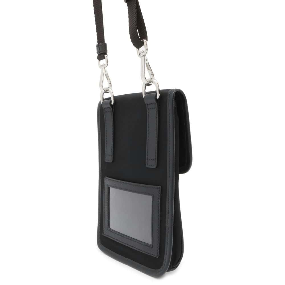 PRADA Phone Shoulder Bag Black Nylon Leather