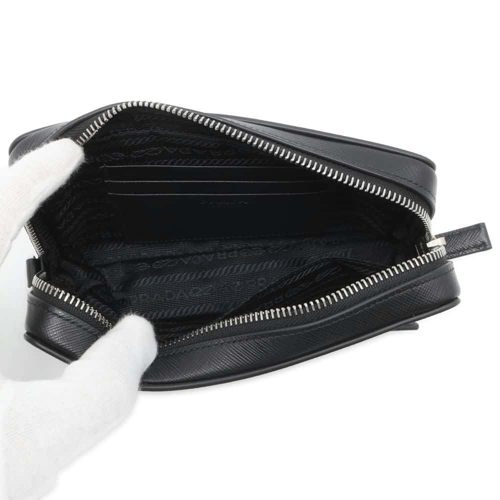 PRADA Pouch Black Saffiano Leather Luxury Handbag