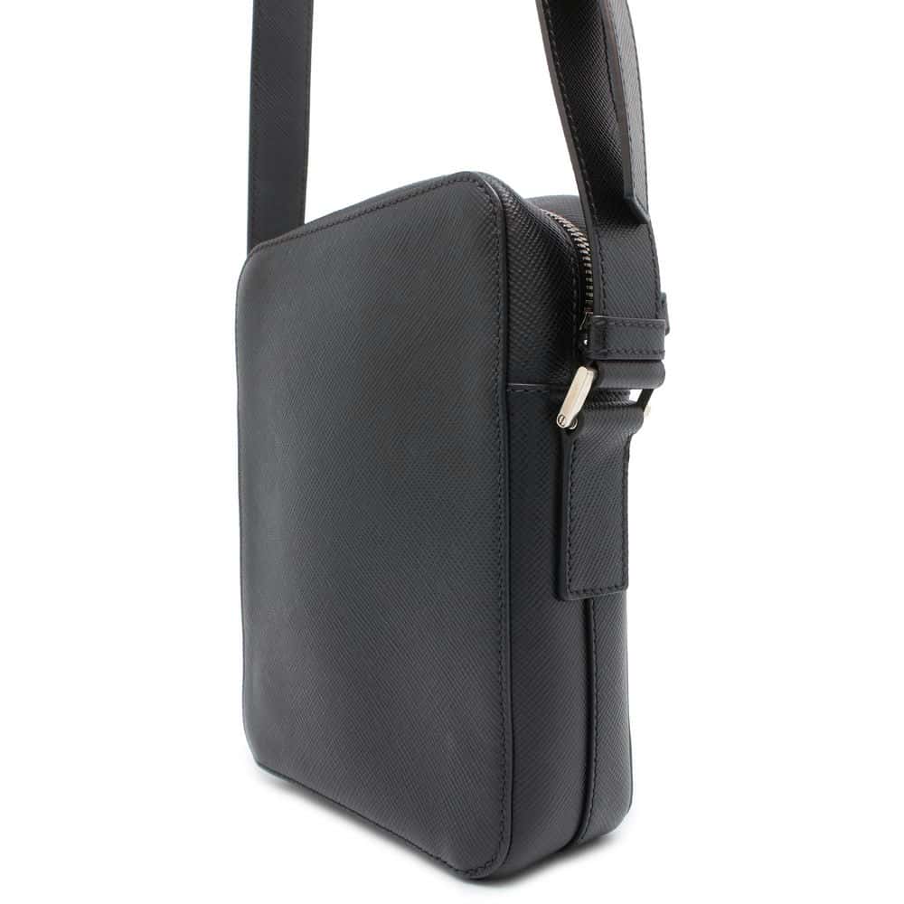 PRADA Saffiano Leather Shoulder Bag with Logo Black Leather