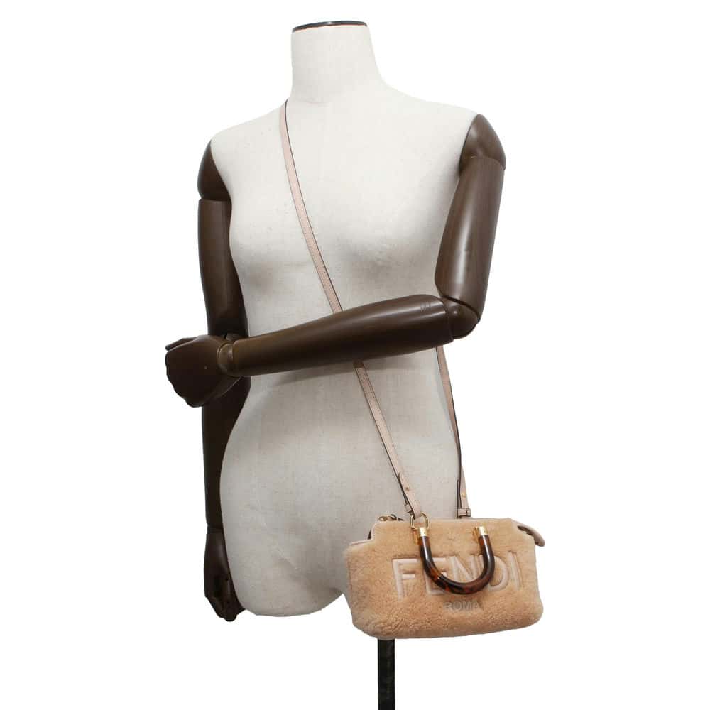 FENDI By the Way 2way Bag Jasmin Flower 8BS067 Fur Leather