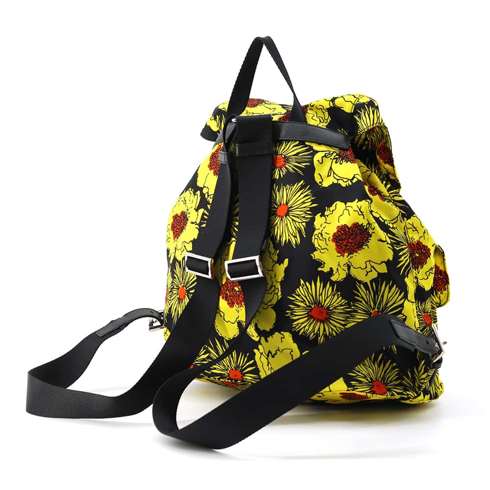 PRADA Backpack Yellow/Black Nylon Saffiano Leather