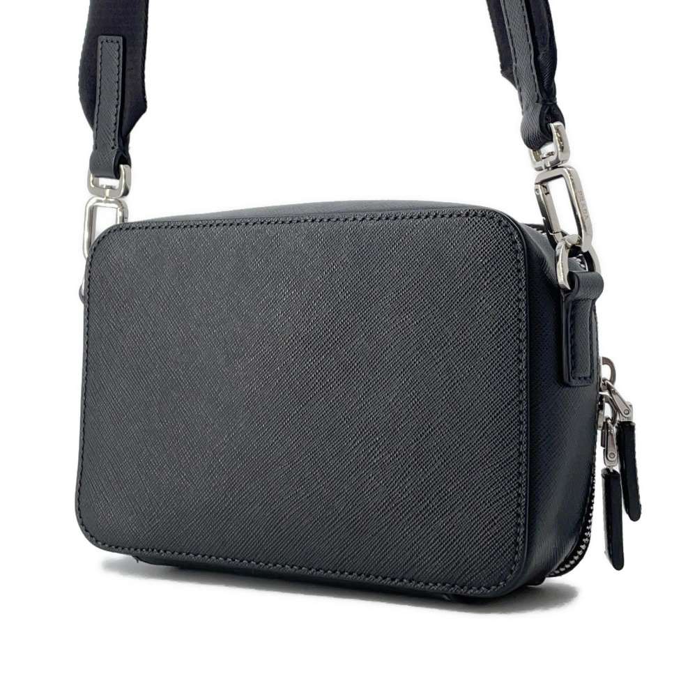 PRADA Triangle Logo Brique Shoulder Black Saffiano LeatherLeather Luxury Handbag
