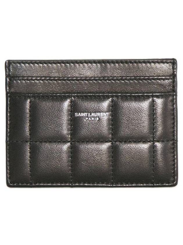 Luxury Saint Laurent Trending 2026 Logo Print Quilted Card Wallet Black