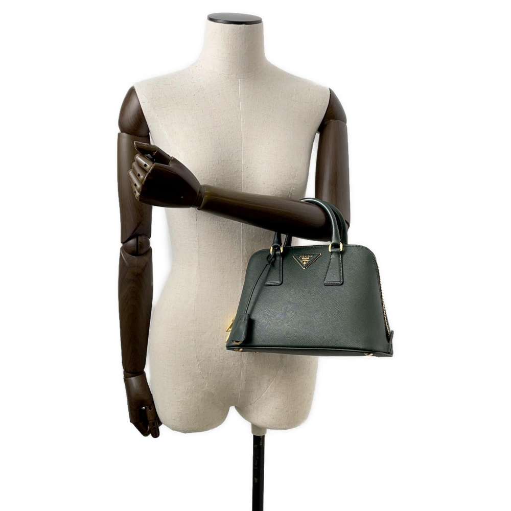 PRADA Saffiano LeatherLux Leather 2WAY Handbag Green Saffiano LeatherLux Leather