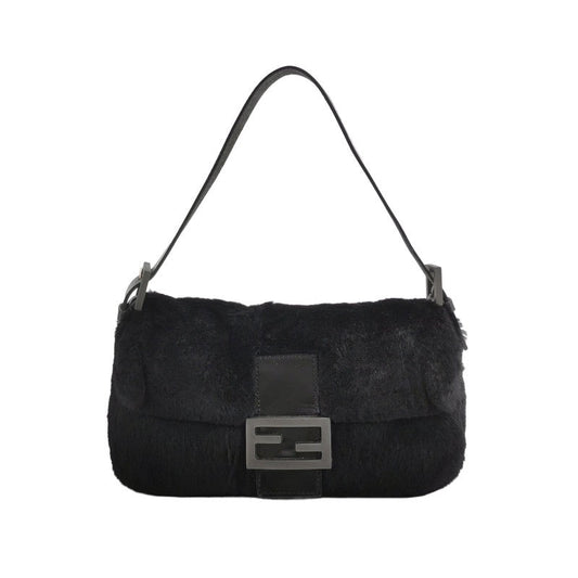 Fendi Baguette Black Faux Fur Shoulder Bag