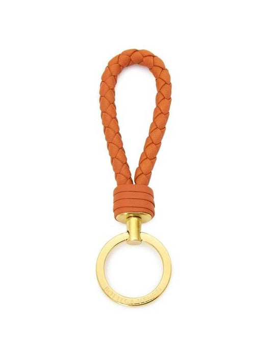 Luxury Bottega Veneta Intrecciato Leather Key Holder Orange