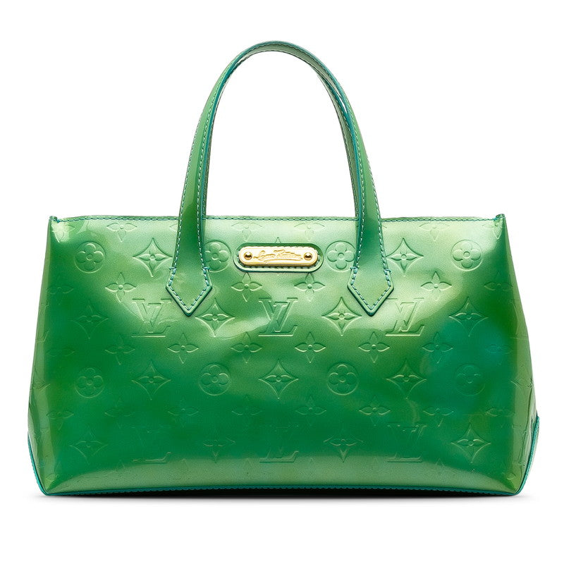 Louis Vuitton Monogram Verney Handbag Patent Leather Blue Lagoon Green Lady Lagoon
