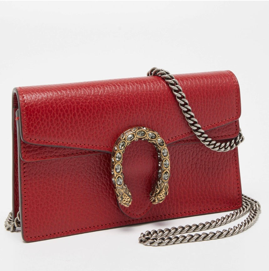 Gucci GG Supreme Beige Leather Chain Shoulder Bag