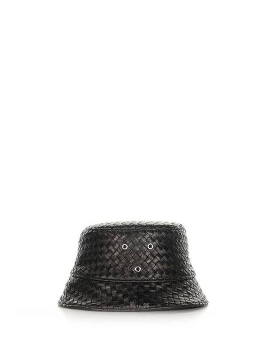 Luxury Bottega Veneta Intrecciato Leather Bucket Hat Black