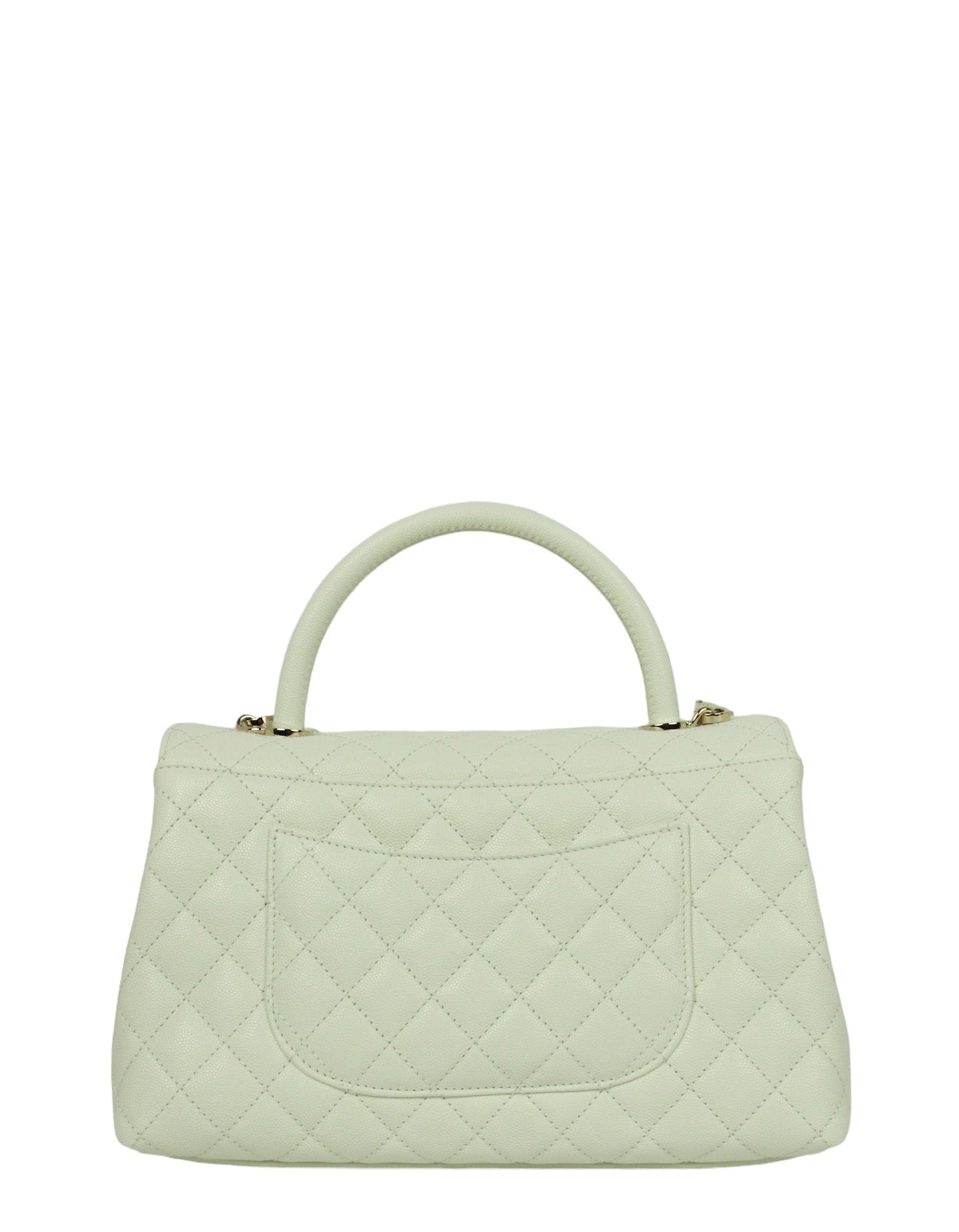 Chanel White Caviar Small Coco Handle Flap Bag