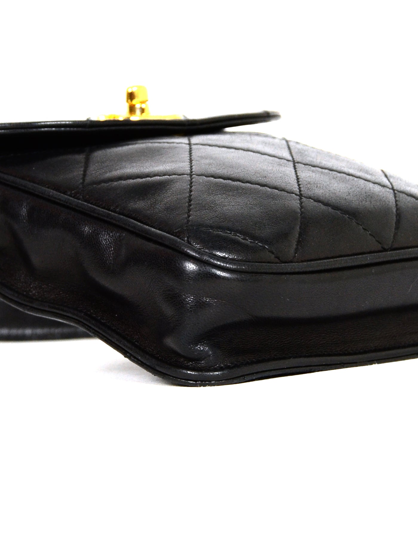 Chanel '90s Black Lambskin Quilted Belt Bag sz 75/30"