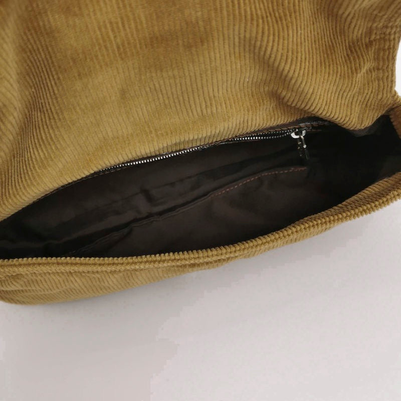FENDI Baguette   Corduroy Beige Brown Shoulder Bag
