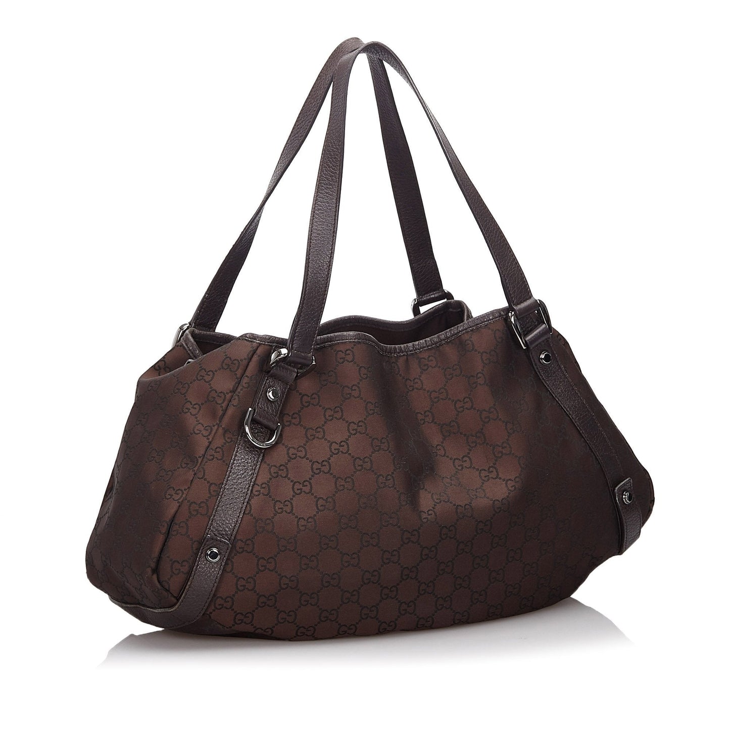 Gucci Brown Leather Canvas Tote Style 3