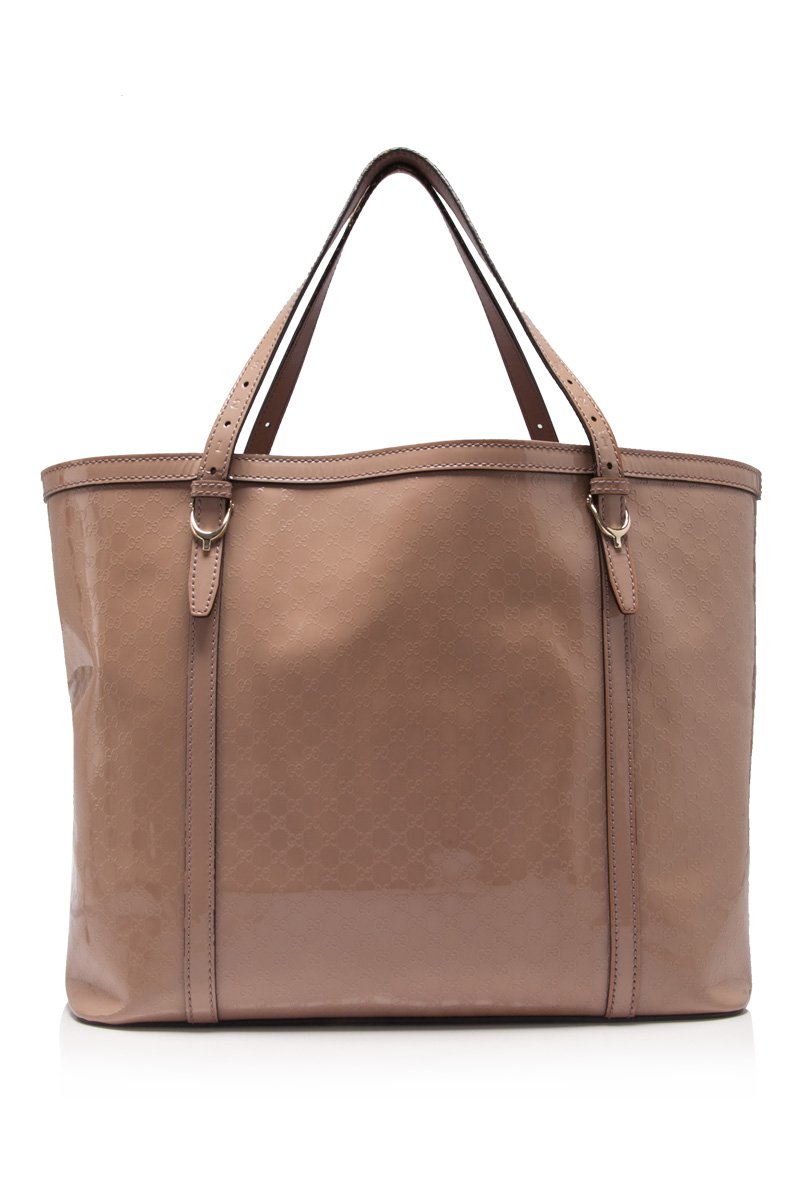 Gucci Guccissima Brown Leather Patent Leather Tote
