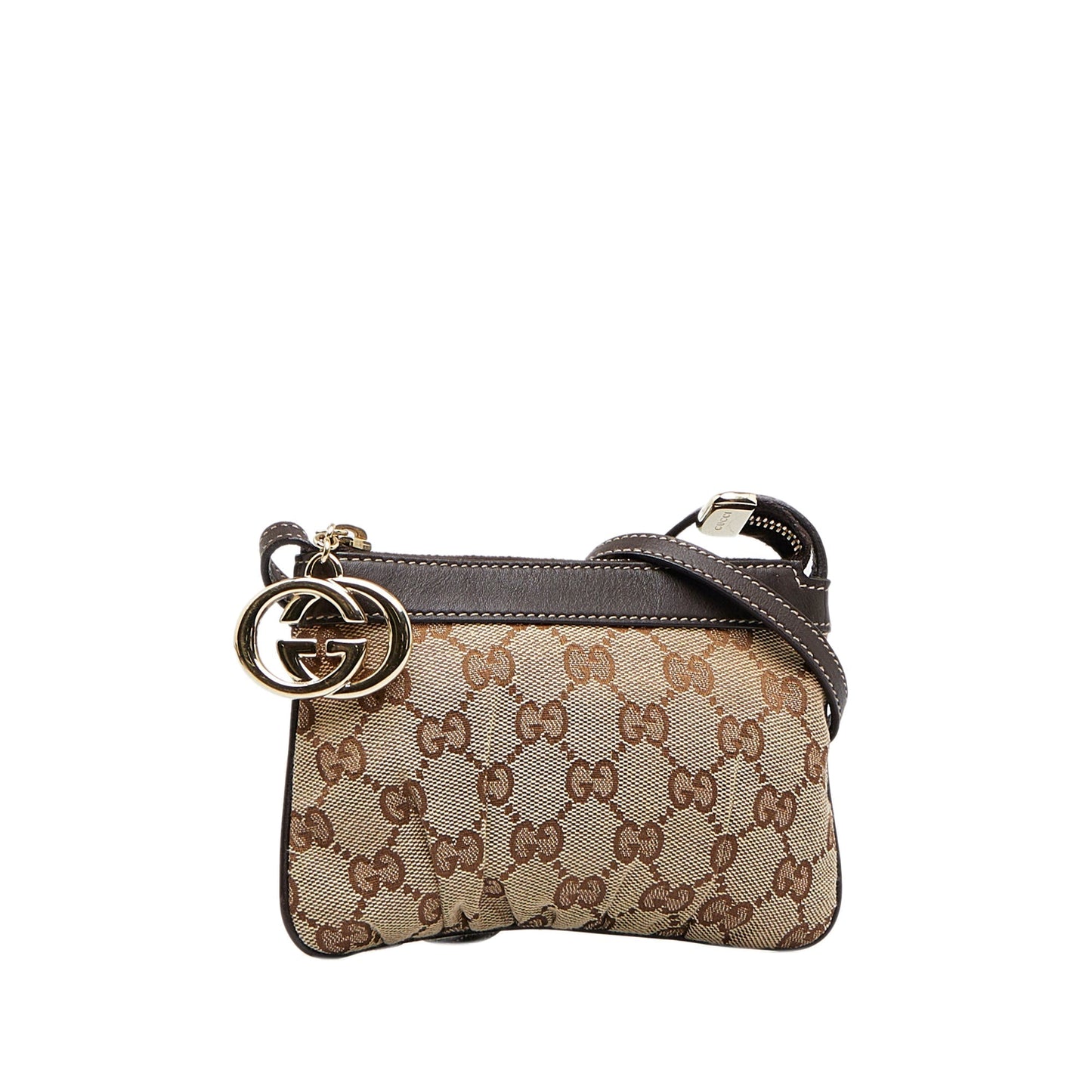 Gucci Brown Leather Canvas Crossbody Style 4