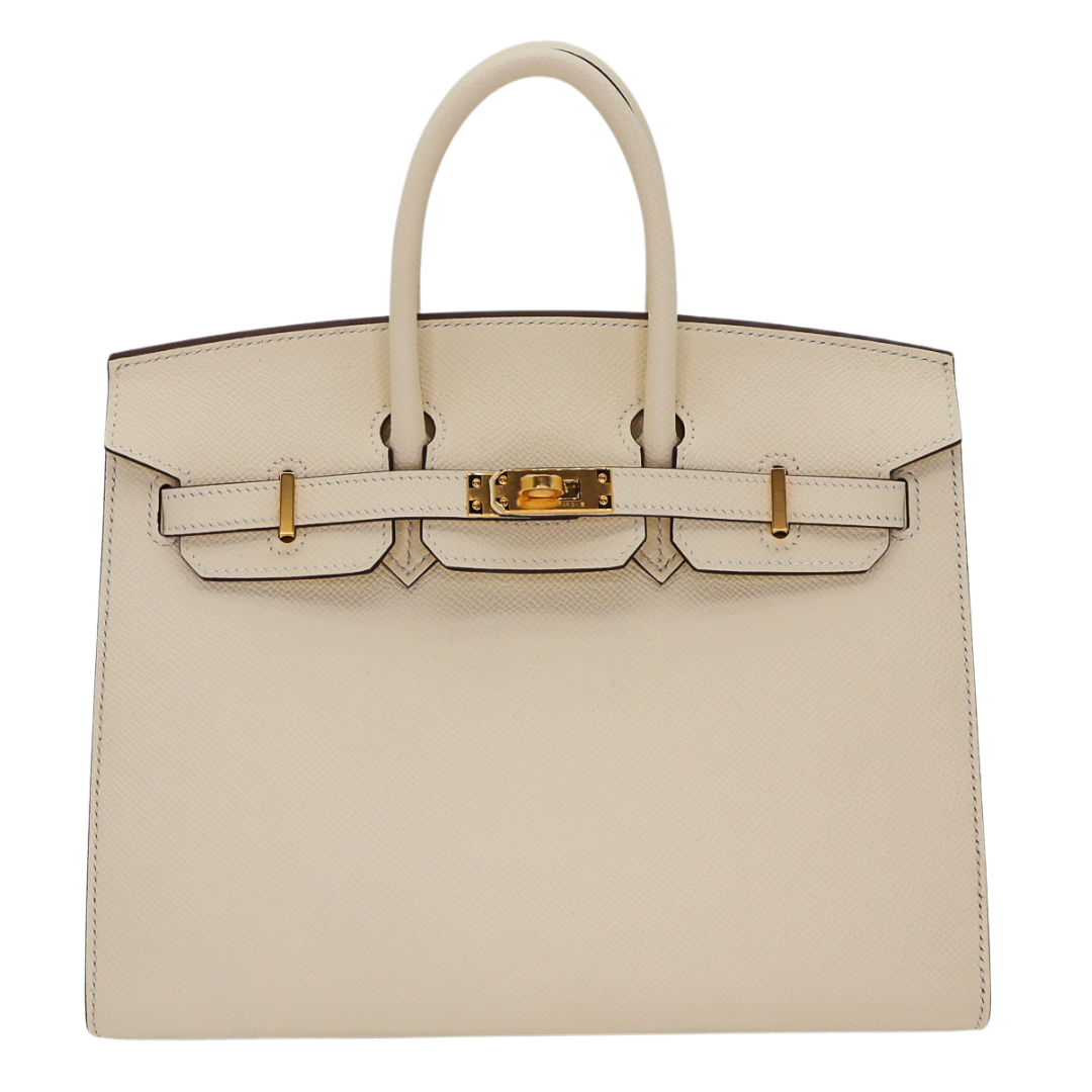 Hermes25cm Birkin Sellier Nata Epsom Leather Gold Hardware