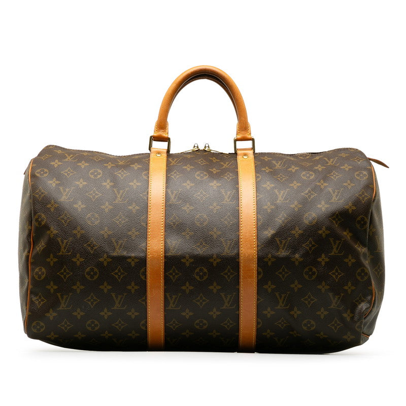 Louis Vuitton Monogram Keepall 50 Boston Bag Travel Bag Brown PVC Leather Louis Vuitton