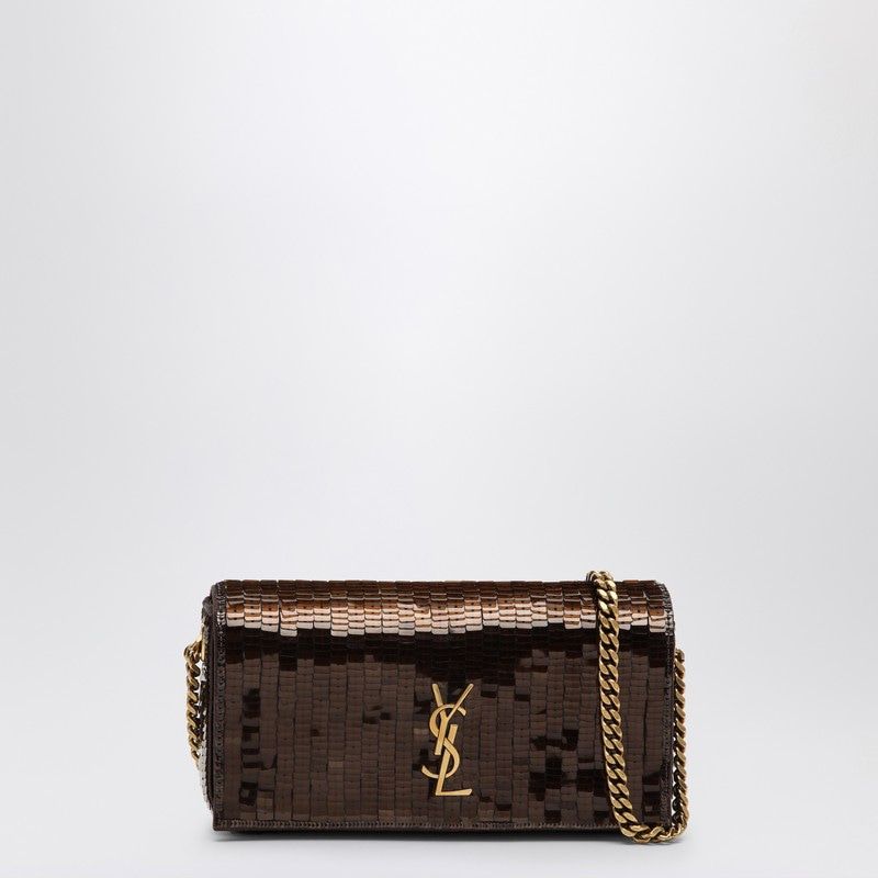 Luxury Saint Laurent Trending 2025 Women's Mini Kate 99 Bag With Sequins in Brown |