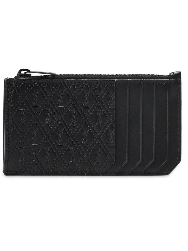 Luxury Saint Laurent Trending 2026 Monogram Zipper Card Wallet Black