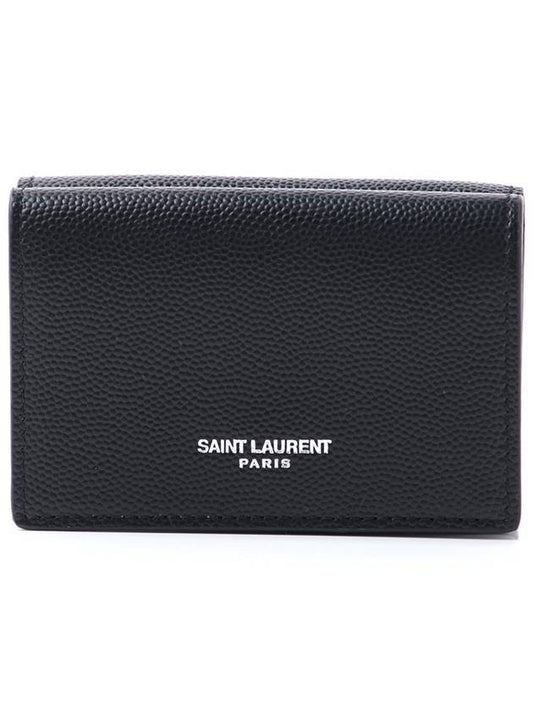Luxury Saint Laurent Trending 2026 Tiny Peblogo Trifold Half Wallet Black