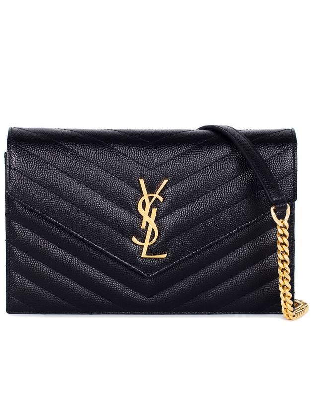 Luxury Saint Laurent Trending 2026 Cassandre Matelasse Envelope Chain Cross Bag In Grain De Poudre Embossed Leather Black