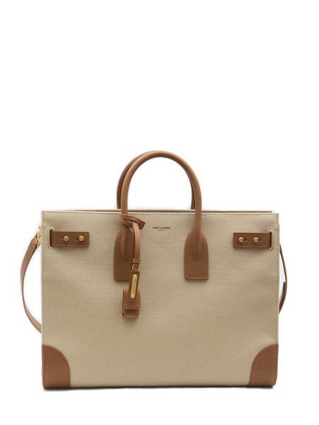 Luxury Saint Laurent Trending 2025 Men's Sac De Jour Thin Shopper Bag in Nude & Neutrals | Size UNICA | 781934FAC7T