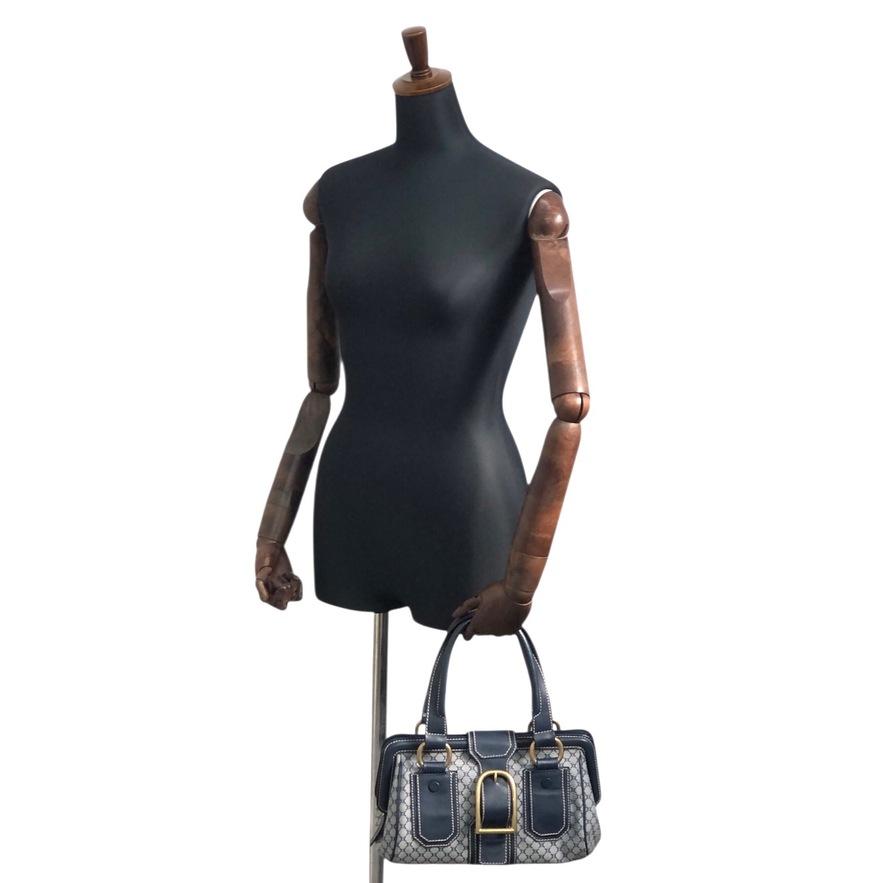 CELINE Front Buckle Handbag Navy rk6nfn