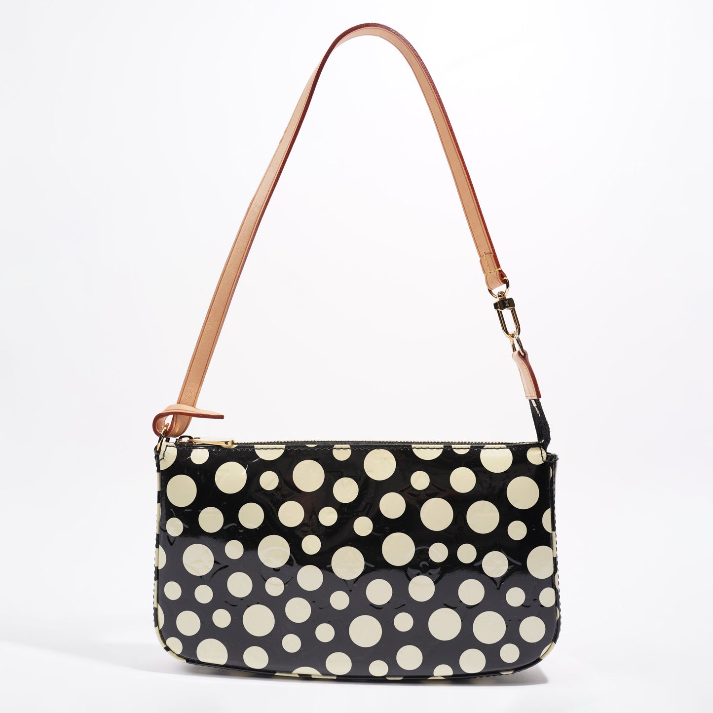 Louis Vuitton Pochette Accessoire Black / White Vernis Leather Clutch