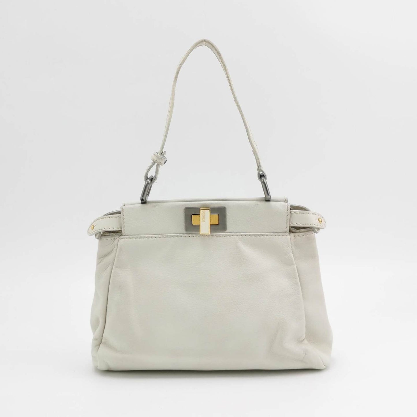 Fendi Peekaboo Mini White Leather Corssbody Bag