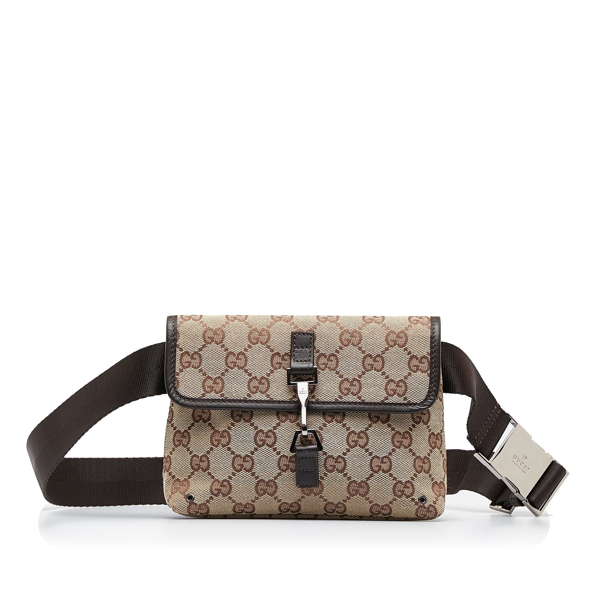 Gucci Jackie Brown Leather Canvas Crossbody